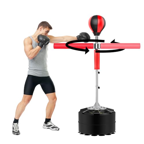 Bag mit Spinning Bar Höhenverstellbarer freistehender Boxsack mit Ständer,Reflexstange,Punchingball,Speedbags zum Boxen Kickboxing Bag Boxausrüstung,Box Ständer Standboxtrainer für Boxing Workout von Alnemy