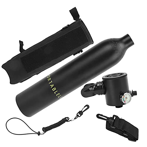 0,5L Tauchflasche, Tauchsauerstoffflasche mit Atemventil Aufbewahrungstasche Unterwasser-Sauerstofftank für Tauchen Tauchset(Schwarz) von Alomejor
