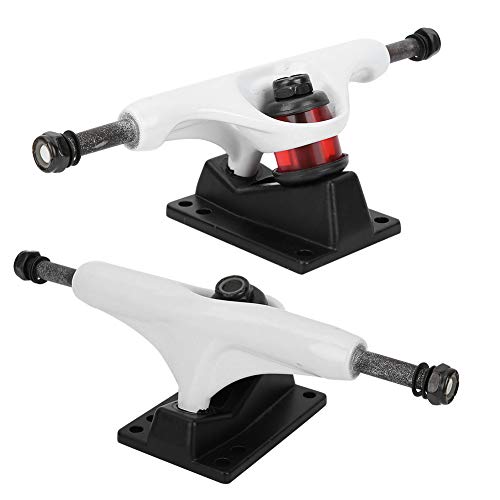 2 Stück Skateboard Achsen Set, ​​5 Zoll Weiß Aluminium Magnesiumlegierung Professionelle Longboard Brücke Skate Board Halterung für Anfänger von Alomejor
