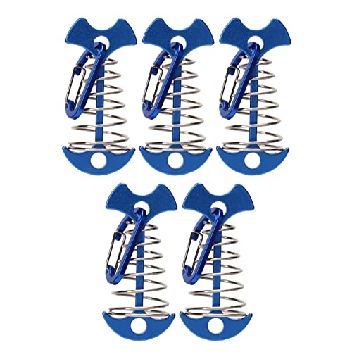 Alomejor 5 Stück Fishbone-Zeltnägel, Große Deckbretter, Campingzelt-Befestigungsheringe mit Federschnalle, Verstellbare Windseil-Deck-Ankerheringe (Blau) von Alomejor