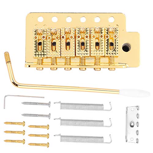 Alomejor 6-Saitiger Gitarren Tremolo Steg, Tremolo System mit Roller Single Locking Vibrato Bridge Ersatz für ST Gitarre(Gold) E -Gitarrenzubehör von Alomejor