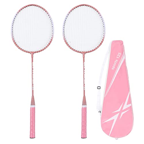 Alomejor Badmintonschläger-Set Rosa Badmintonschläger-Set Paar 2 Schläger Anti-Rutsch-Griff für Outdoor-Hinterhofspiele von Alomejor