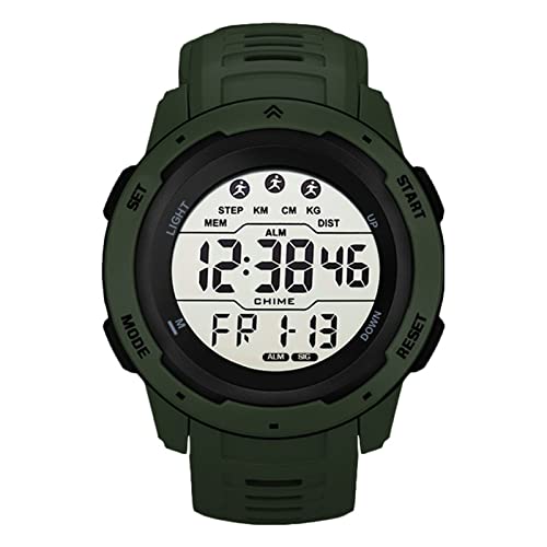 Alomejor Digitale Sportuhr für Herren, wasserdichte Uhr, Dualzeit, PU-Kunststoffarmband, für Outdoor-Männer, Studenten (Grüne Laserwellenlänge 510–532 nm) von Alomejor
