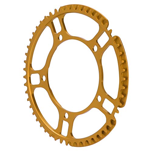 Alomejor Fahrrad Kurbel Rad Ring Kettenblatt 130mm BCD Single Speed ​​53T Hohlkettenring für den Fahrradumbau(Gold) von Alomejor