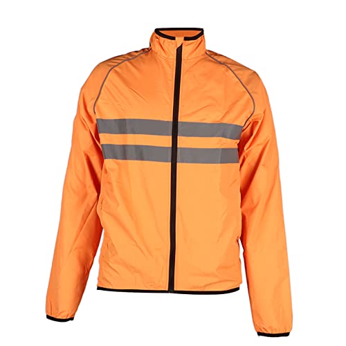 Alomejor Fahrradjacke Polyester Atmungsaktiv Winddicht Wasserdicht Reflektierende Jacke Mantel für Motorradfahren Radfahren Orange (XL) von Alomejor