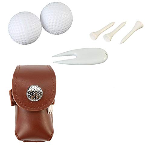 Alomejor Golfball Tasche 2 Farben Rindsleder Golf Ball Halter Tasche Clip Utility Pouch Sport Golfen Zubehör für die Speicherung von Golf Tees(Kaffee) von Alomejor