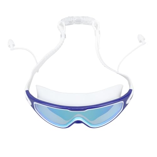 Alomejor Große Sicht-Schwimmbrille mit Blendenden Gläsern, Wasserdichte Anti-Beschlag-Schwimmbrille, Integrierte Ohrstöpsel für Schwimmaktivitäten (BLUE) von Alomejor