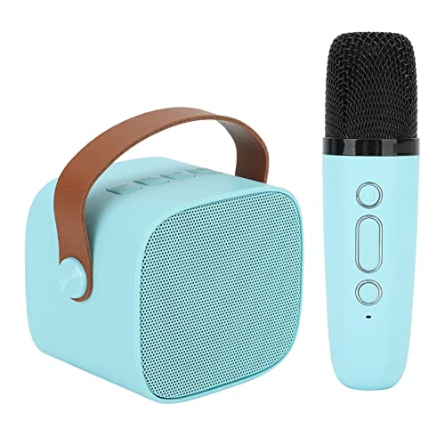 Alomejor Kinder-Karaoke-Maschine mit Drahtlosen Mikrofonen, Tragbare Premium-Mini-Karaoke-Maschine, Bluetooth-Lautsprecher für Erwachsene, Karaoke-Spielzeug, Geschenke für Mädchen (Blau) von Alomejor