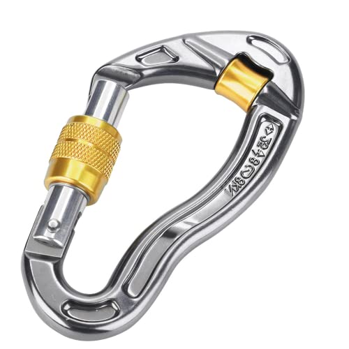 Kletterkarabiner Twist Locking Karabiner Clips 25KN Karabinerhaken zum Klettern Hängematten Wandern Camping(Gelb) von Alomejor