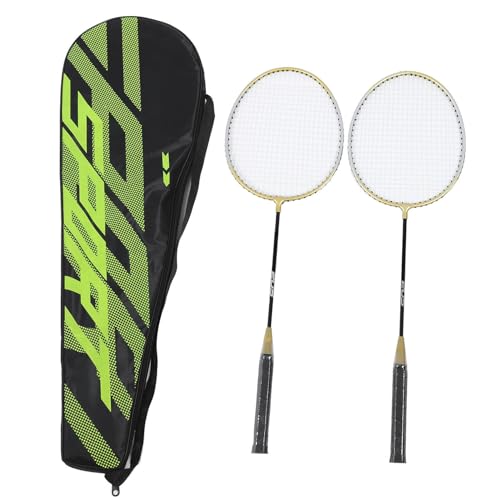 Alomejor Legierung Badmintonschläger Set mit 2 Leichten Badmintonschlägern für Erwachsene und Teenager mit Tasche für Unterhaltungstrainingsspiele von Alomejor