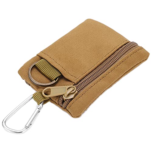 Alomejor Mini Molle Pouch Bag, Outdoor EDC Wallet Geldbörse mit Karabiner Mini Portable Key Card Case für Camping Wandern Radfahren(Schlammfarbe) von Alomejor