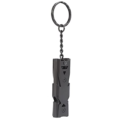 Alomejor Pfeife mit Schlüsselbund Edelstahl Doppelröhren für Längere Wanderungen Im Freien(schwarz) Notfallschutz von Alomejor