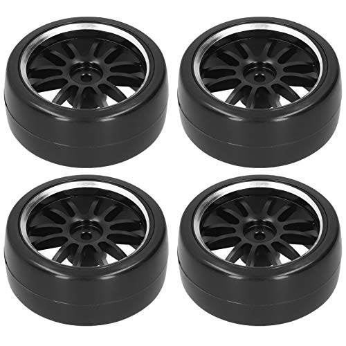 Alomejor RC Drift Reifen 4PCS Aluminiumlegierung RC Hartreifen 63mm Passend für WPL D12 1/10 RC Trucks Upgrade RC -Automodellzubehör von Alomejor