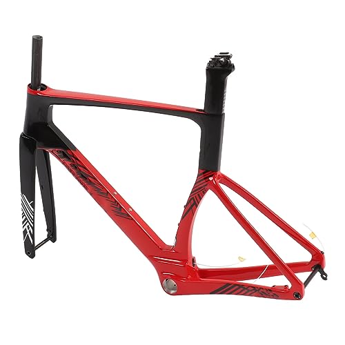Alomejor Rennrad-Rahmen-Kit, Carbon-Faser-Innenführung, Scheibenbremse, Vorderradgabel-Vorbau für Mountainbikes und Rennräder (XXL-58CM) von Alomejor