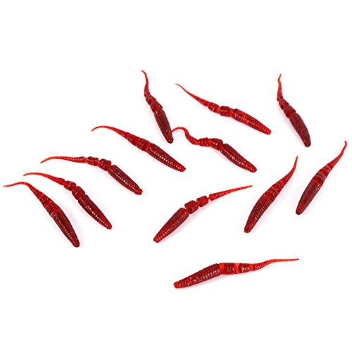 Alomejor Weiche Angelköder Kits Silikon Wurm Angelköder Earthworm Köder für Meer Süßwasserfischen(Rot) von Alomejor
