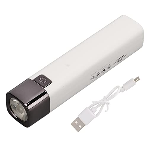 Alomejor Wiederaufladbare Superhelle Taschenlampe Wiederaufladbare Taschenlampe Mini USB elektrische Taschenlampe LED Taschenlampe mit Powerbank Funktion für Outdoor Abenteuer(Weiß) von Alomejor