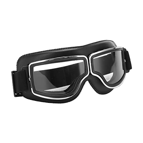 Alomejor Wind Sandschutz Motorradbrille Einstellbare Dichtigkeit Outdoor Motocross Brille(Transparente Folie aus schwarzer Haut) von Alomejor