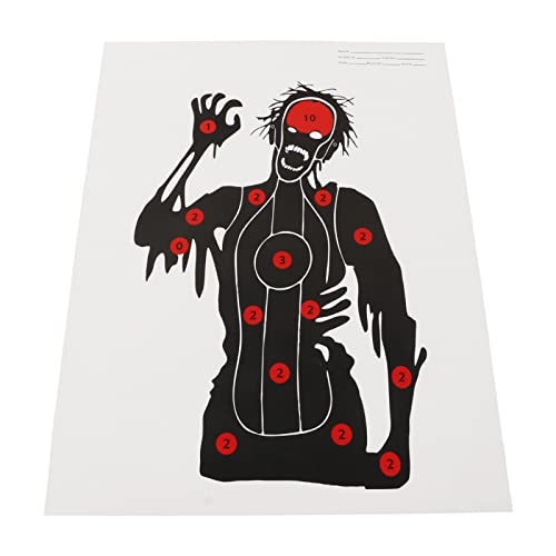 Alomejor Zombie-Zielscheibe, Bogenschießen-Schießziele aus Papier, 10 Stück Schwere Kupferblech-Papierziele für Schießstandübungen (17,7 X 12,6 Zoll) (Zombie-Schädel) von Alomejor
