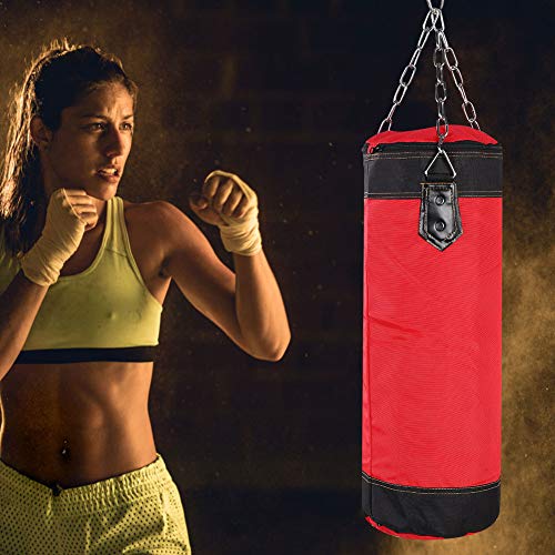 Boxsack Heavy Duty Boxsack mit Ketten für Boxtraining Fitness Sandsack(60cm-Rot) Kampfkunst von Alomejor