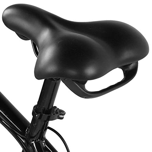 Fahrradsitz PU Leder Fahrradsattel Ergonomischer Stoßdämpfender Mountainbike-Sattelsitz Dickes und Weiches Fahrradkissen(schwarz) von Alomejor