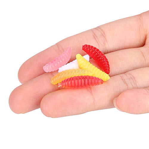 Fischköder Mini-Größe Wurm Larve Grub Form Angelköder Künstliche Köder Würmer Fisch Bekämpfen Spielzeug(100pcs/Set) von Alomejor