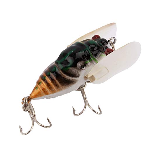 Künstlicher Fischköder Mini Insekt Zikade Shapr Lockt Bass Süßwasser Köder für Süßwasserfischen, zufällige Farbe von Alomejor
