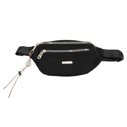 PU-Hüfttasche mit Großem Fassungsvermögen und Mehrschichtigem Design, Glattem Reißverschluss, Verstellbarer Gürtel-Hüfttasche für den Sport (Black) von Alomejor