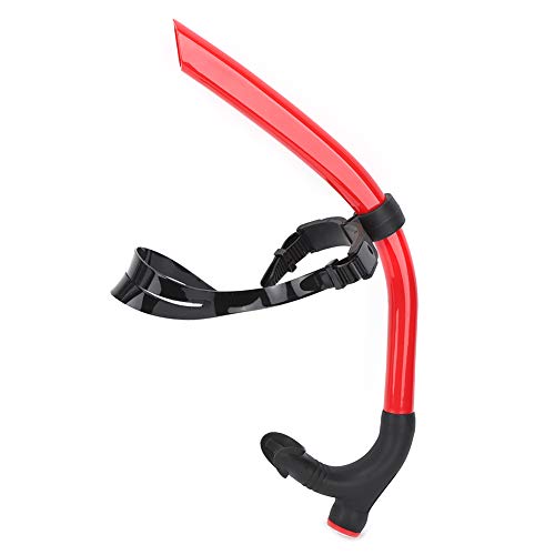 PVC-Silikon-Schnorchel, Abnehmbar, mit Verstellbarer Schnalle, Zwei Farben, für Rundenschwimmen und Schwimmtraining (Rot) von Alomejor