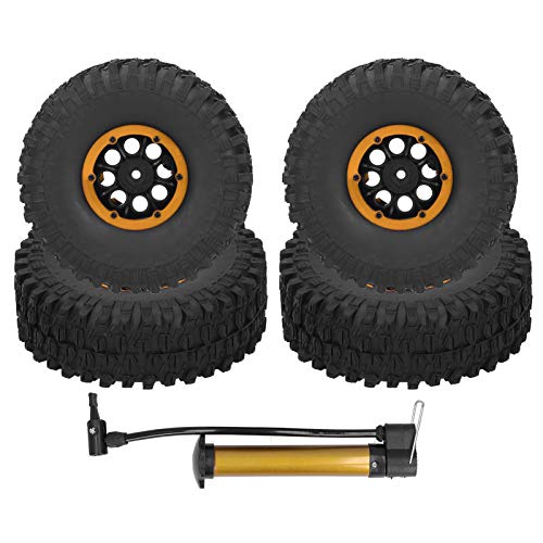 RC Autoreifen 4 Stück 1,9 Zoll Gummi RC Crawler Reifen Gummireifen Rad Reifen für Fernbedienung RC Car SCX10 TRX4(Orange) von Alomejor