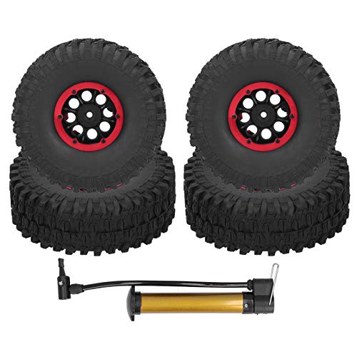 RC Autoreifen 4 Stück 1,9 Zoll Gummi RC Crawler Reifen Gummireifen Rad Reifen für Fernbedienung RC Car SCX10 TRX4(rot) von Alomejor