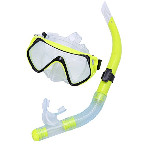 Schnorchelmaske Erwachsene Taucherbrille Schnorcheln Schwimmen Unterwasserbrille Schneller Schnorchel Sets(Gelb) von Alomejor