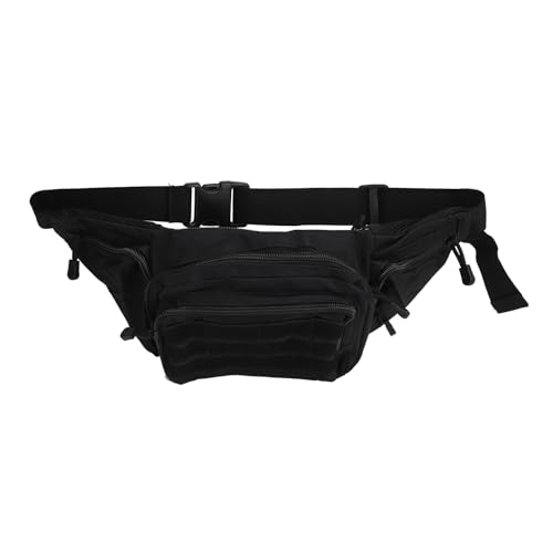 Sport-Hüfttasche, Brustgürteltasche aus Oxford-Stoff, Atmungsaktives, Elastisches Rückenpolster mit Seitentaschen-Design für Angelreisen (Black) von Alomejor