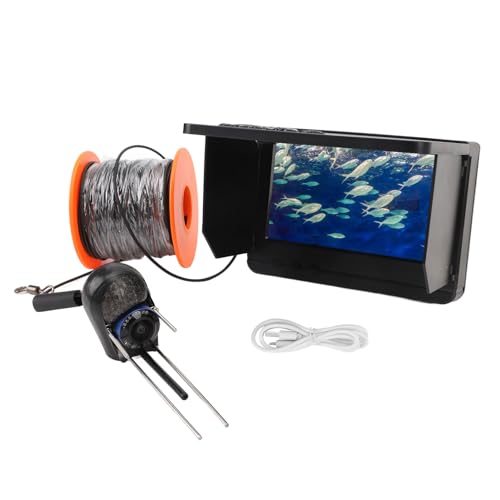 Unterwasser-Angelkamera, 4,5-Zoll-Bildschirm, Temperaturfühler, Farb-LCD-Display für Unterwasserfischen von Alomejor