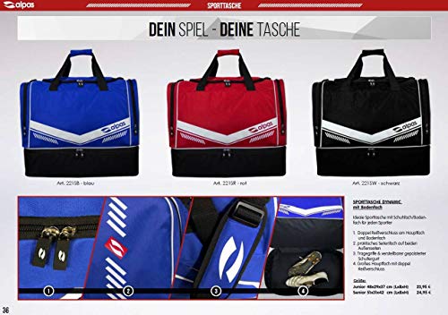 Alpas Sporttasche mit Bodenfach / 3 Farben & 2 Größen *NEU* Tasche, Farbe: Blau, Größe: Junior 48x29x37 cm (LxBxH) von Alpas