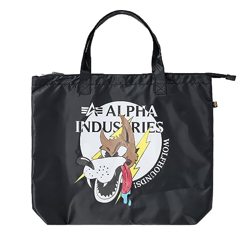 Alpha Industries Wolfhounds Zip Shopper praktische Einkaufstasche Black von ALPHA INDUSTRIES