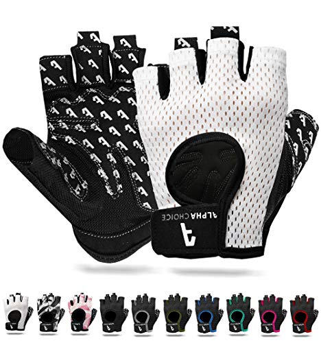 Alphachoice Trainingshandschuhe Fitnesshandschuhe Kraftsport Damen Herren | Bodybuilding Handschuhe Sporthandschuhe ohne Handgelenk | Für Krafttraining Gewichtheben (Weiß, XS) von Alphachoice