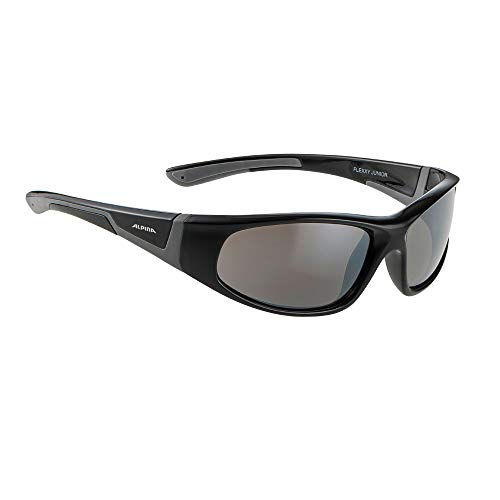 ALPINA FLEXXY JUNIOR - Verspiegelte und Bruchsichere Sonnenbrille Mit 100% UV-Schutz Für Kinder, black-grey gloss, One Size von Alpina