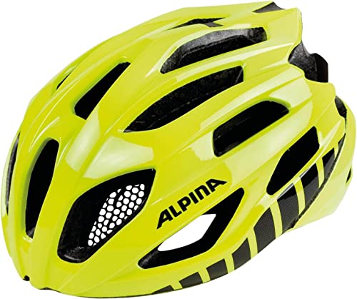 ALPINA FEDAIA - Aerodynamischer, Leichter & Individuell Anpassbarer Fahrradhelm Mit Fliegennetz & Optionalen LED Für Erwachsene, be visible gloss, 53-58 cm von ALPINA