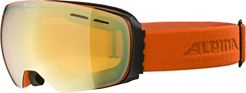 ALPINA GRANBY Q-LITE - Verspiegelte, Kontrastverstärkende & Polarisierte Skibrille Mit 100% UV-Schutz Für Erwachsene, black-pumpkin matt, One Size von ALPINA