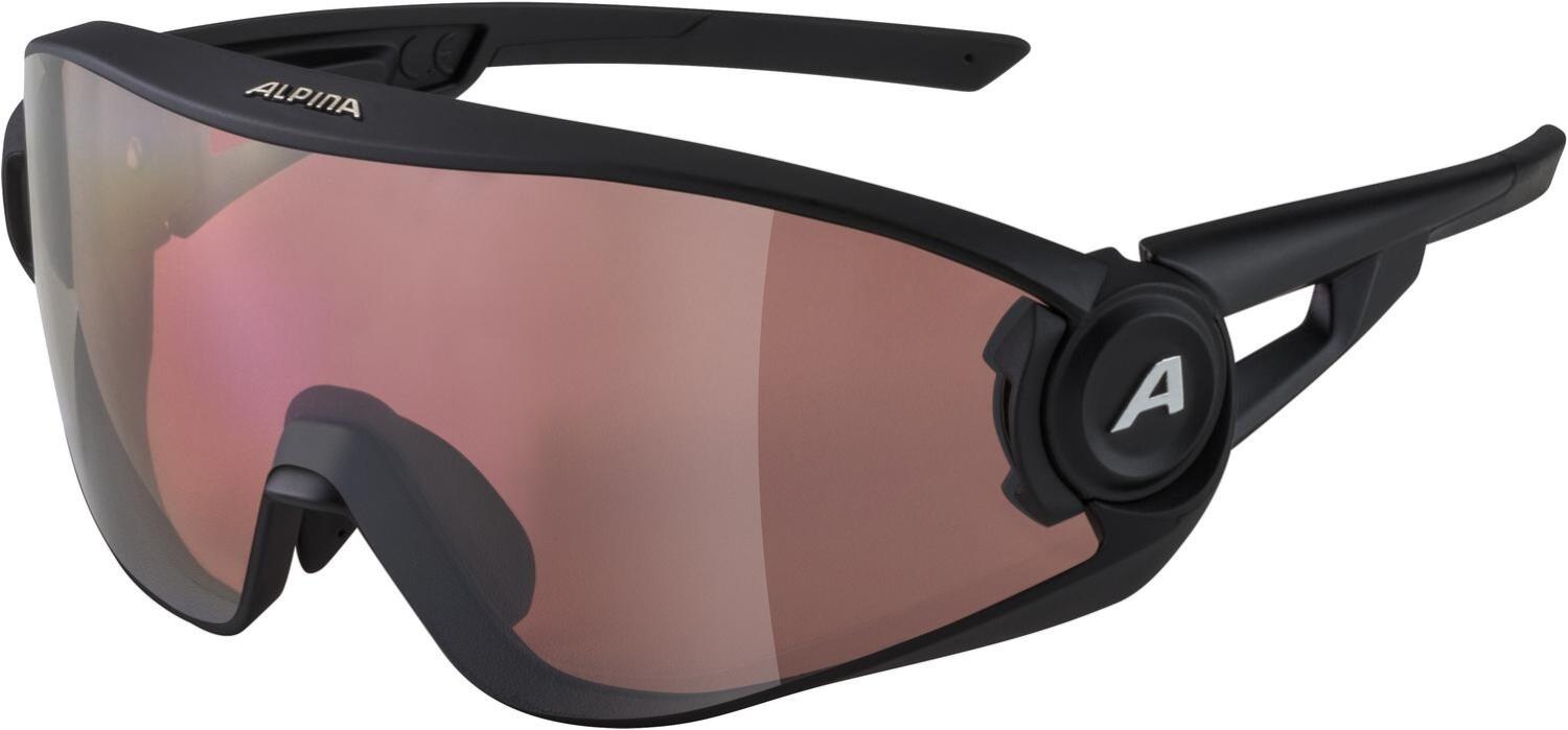 Alpina 5W1NG Q+CM Sportbrille (530 black matt, Quattroflex+CM, Scheibe: blue mirror (S3)) von Alpina
