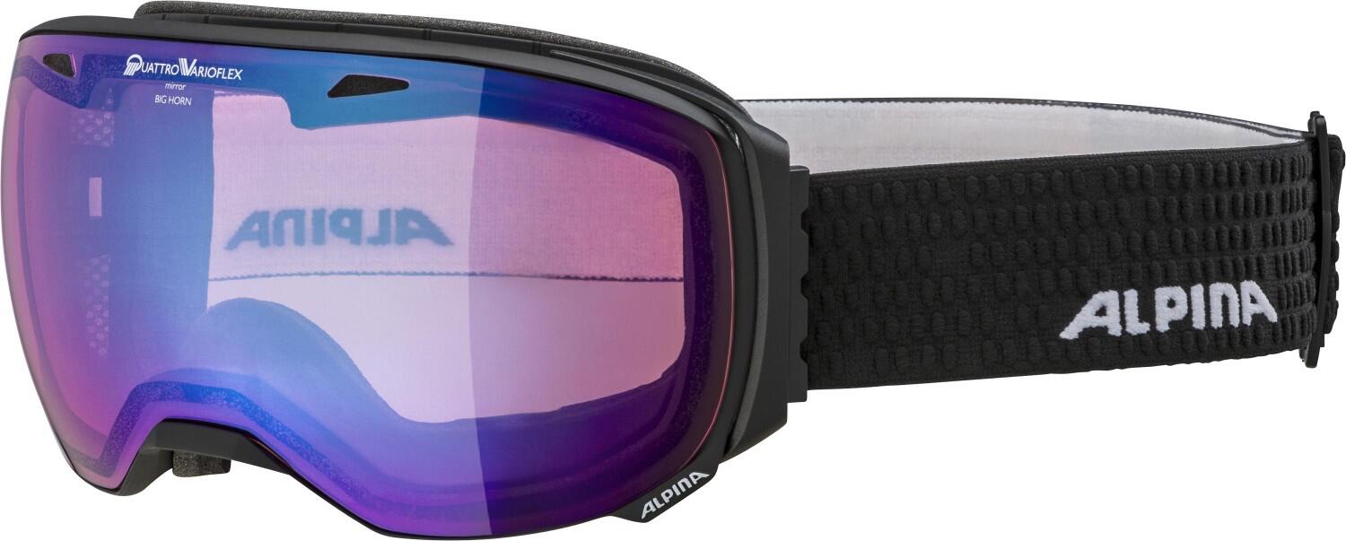 Alpina Big Horn Rahmenlose Skibrille (735 schwarz matt, Scheibe: QUATTRO-VARIOFLEX MIRROR blau (S2)) von Alpina