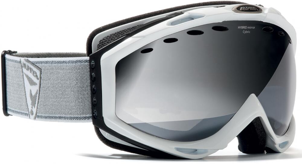 Alpina Cybric HM Skibrille (811 weiß, Scheibe: schwarz sphärisch) von Alpina
