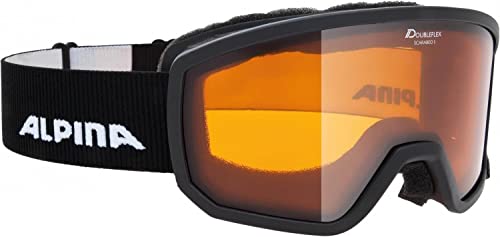 ALPINA SCARABEO S - Beschlagfreie, Extrem Robuste & Bruchsichere OTG Skibrille Mit 100% UV-Schutz Für Erwachsene, black, One Size von ALPINA