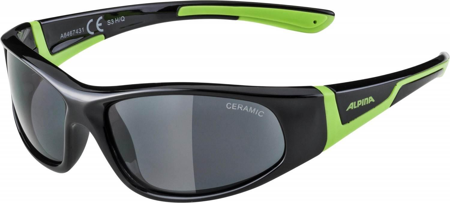 Alpina Flexxy Junior Sonnenbrille (431 black/green Ceramic, Scheibe: black (S3)) von Alpina