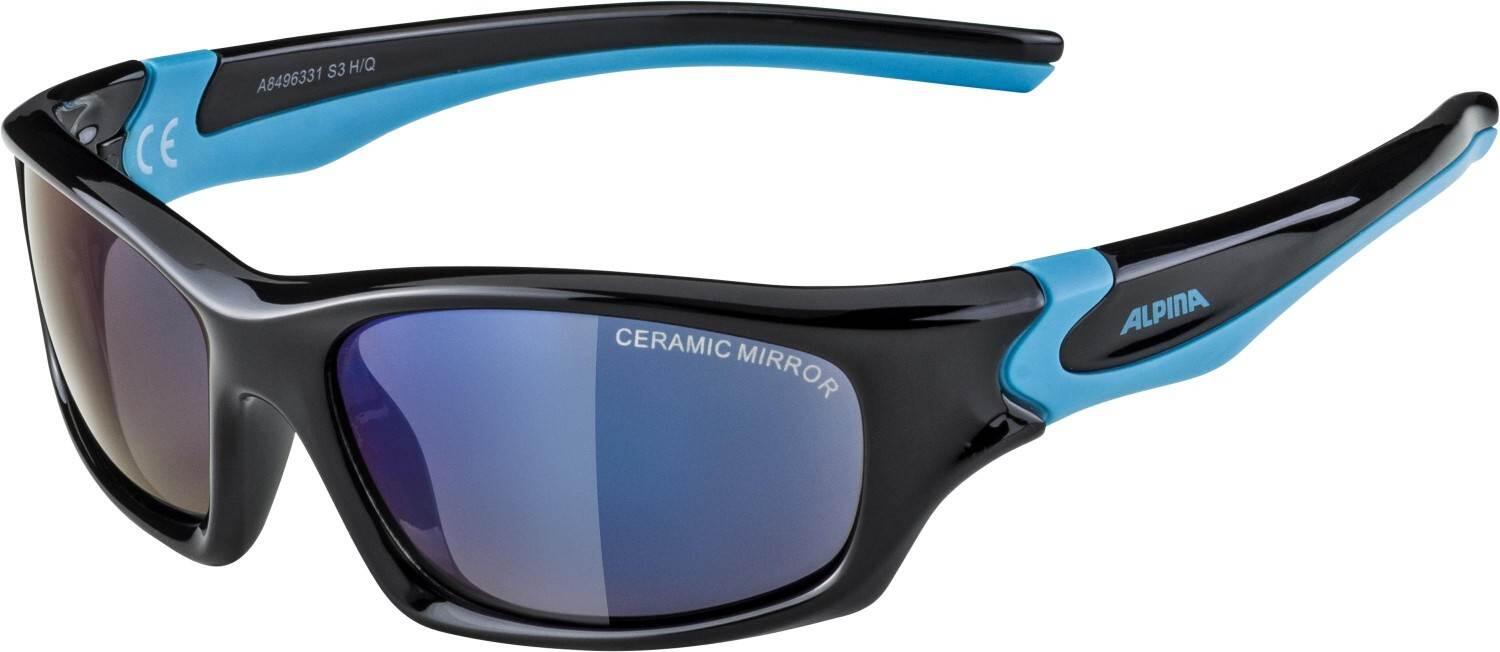 Alpina Flexxy Teen Sonnenbrille (331 black/cyan, Ceramic, Scheibe: blue mirror (S3)) von Alpina