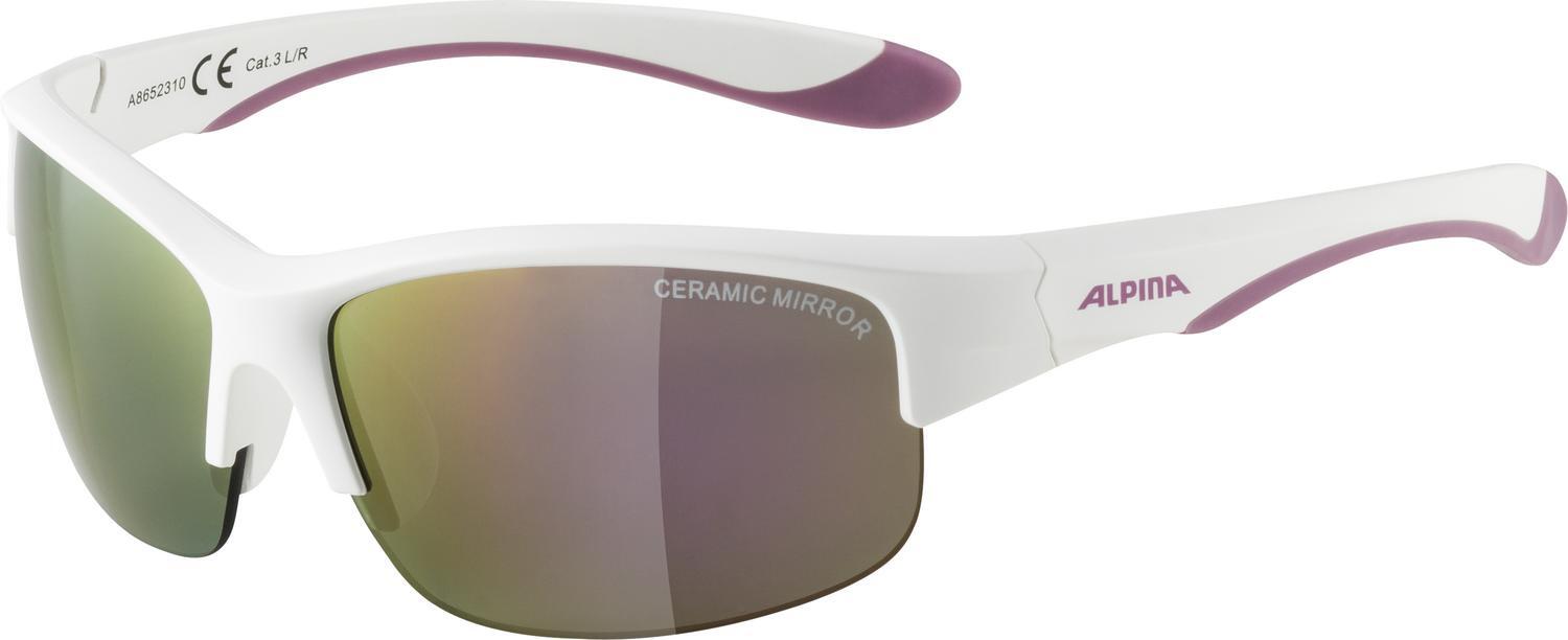 Alpina Flexxy Youth Kinder Sportbrille (310 white matt/purple, Scheibe: pink mirror (S3)) von Alpina