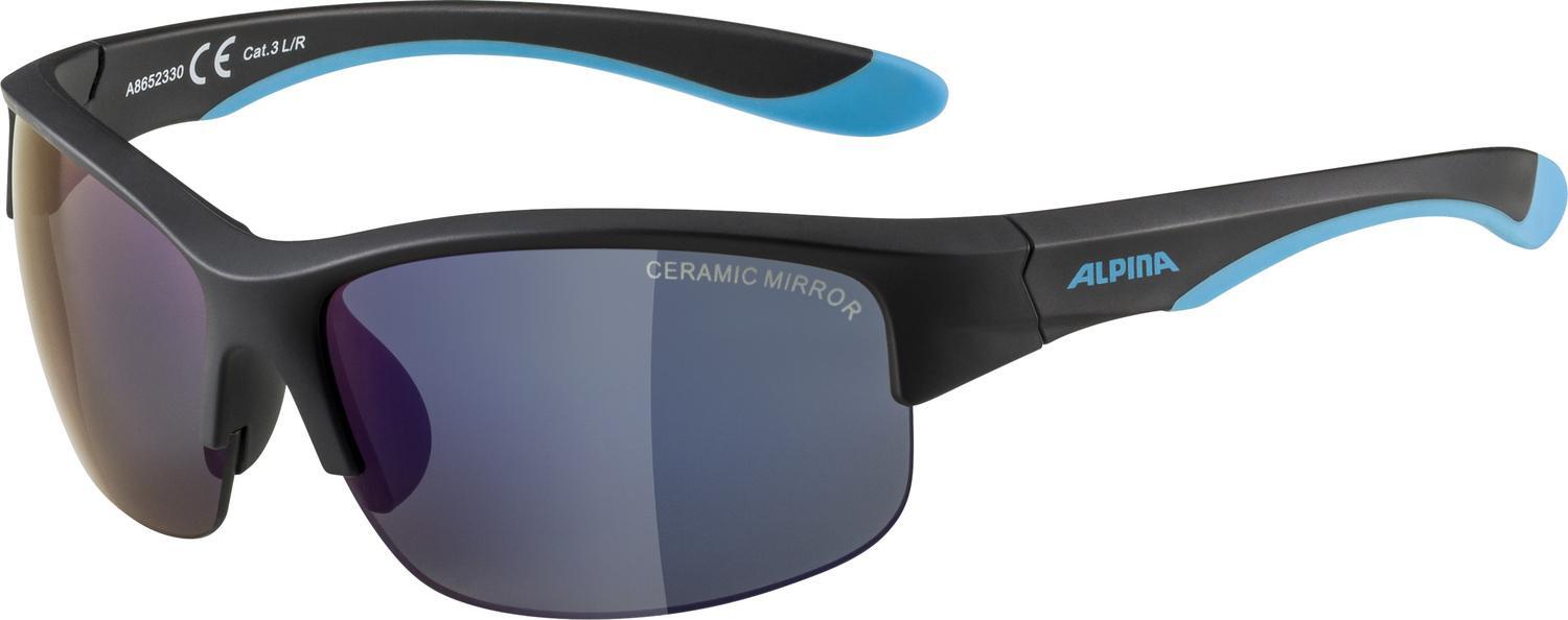 Alpina Flexxy Youth Kinder Sportbrille (330 black matt/blue, Scheibe: blue mirror (S3)) von Alpina