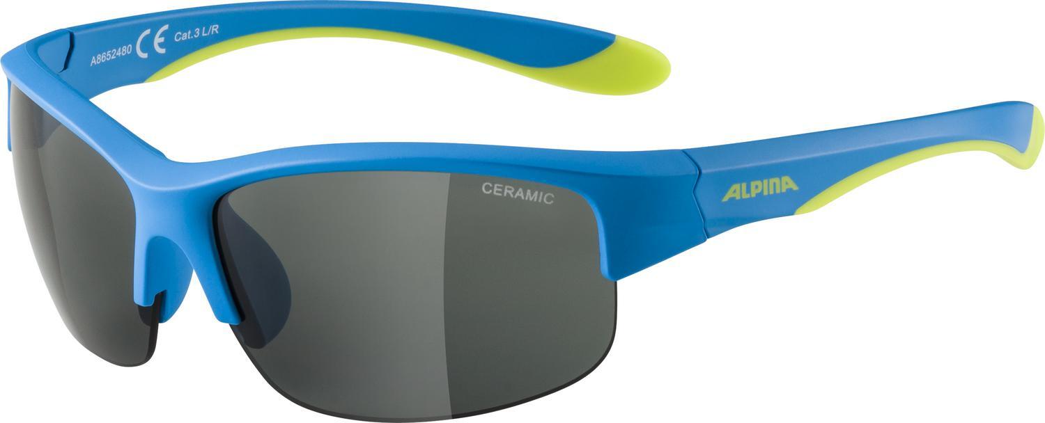 Alpina Flexxy Youth Kinder Sportbrille (480 blue matt/lime, Scheibe: black (S3)) von Alpina
