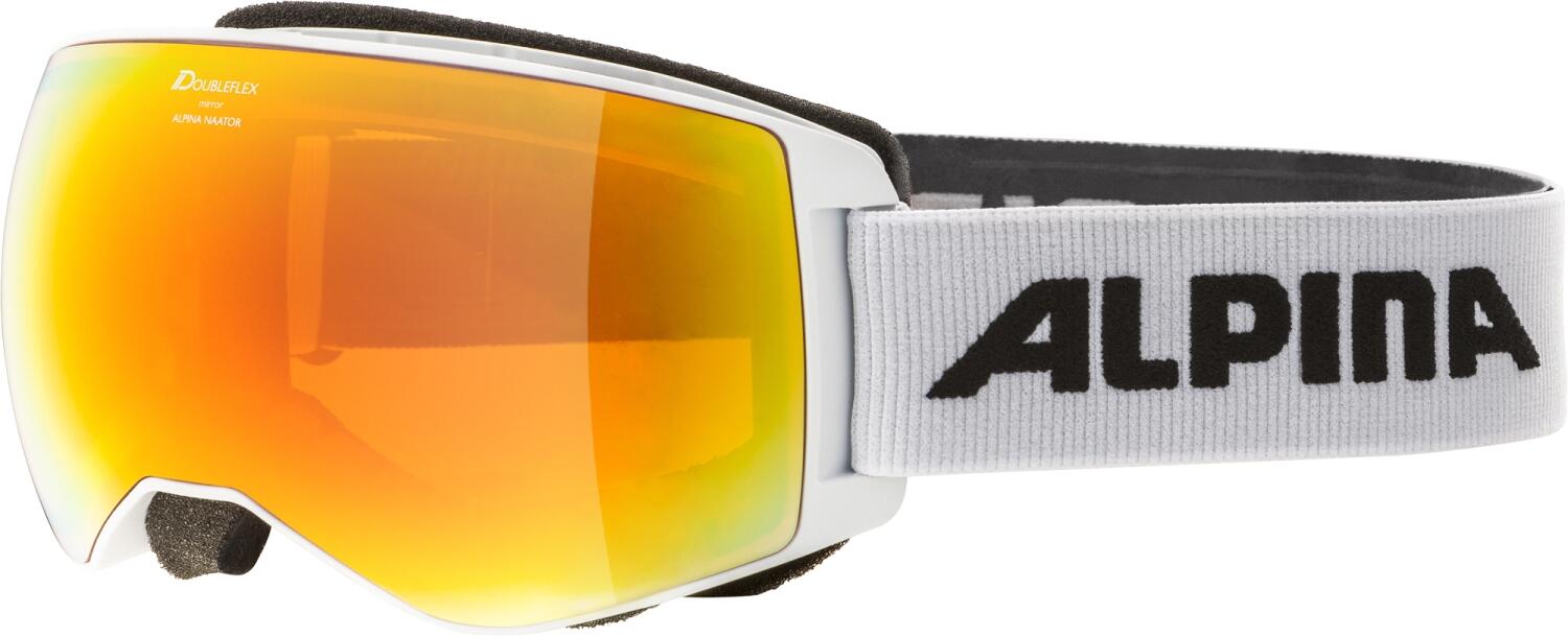 Alpina Naator HM Skibrille (811 white, Scheibe: Hicon Mirror, orange (S2) sphärisch) von Alpina