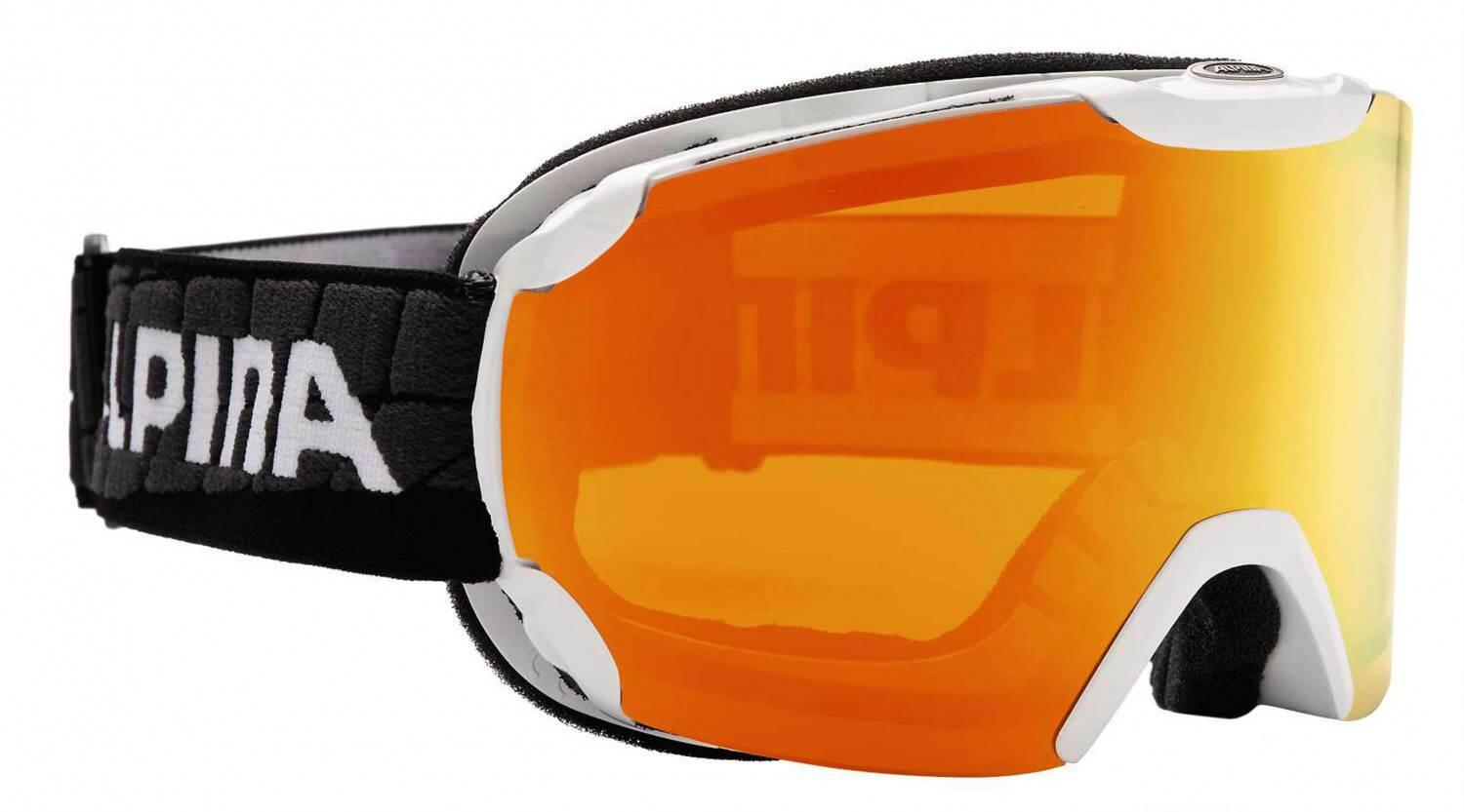 Alpina Pheos Multi Mirror Skibrille (814 weiß/schwarz, Scheibe: MULTIMIRROR orange) von Alpina